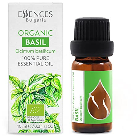 Essences Bulgaria Bio-Basilikum Ätherisches Öl 10ml | Ocimum basilicum | 100% Naturrein | Unverdünnt | BIO-zertifiziert | Spitzenqualität aus Familienbetrieb | Ohne Gentechnik | Vegan