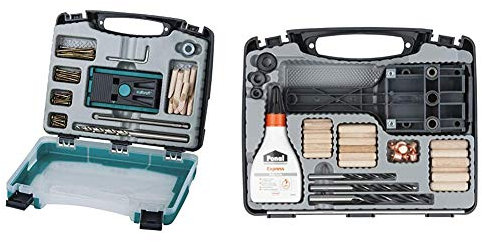 Wolfcraft 4642000 - Juego de Undercover Jig, guía para fijación invisible + Wolfcraft 4645000 - Set universal de espigado de madera