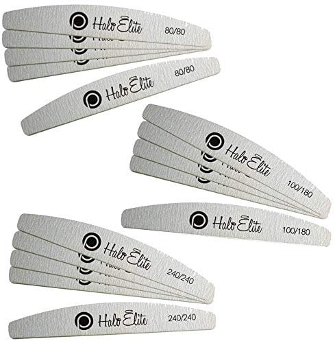 Pure Nails Halo Elite Zebra Moon Nail Foam Files - Mixed 5 x 80/80 100/180 240/240 Grit