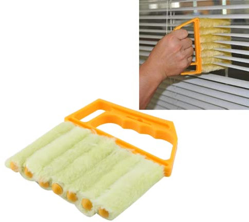 1pcs Jalousien Reinigungsbürste, Mini Jalousien-Bürste waschbar Mikrofaseraufsatz Bürste Lamellenreiniger mit 7 Lamellen Reinigungsbürste für Jalousien