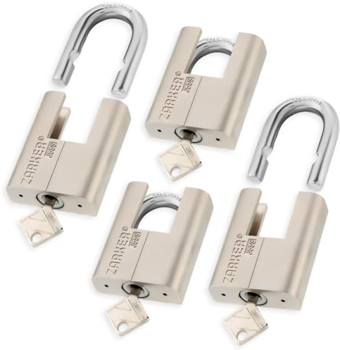 [ZARKER J-Series] keyed Alike Padlocks -Stainless Steel Shackle Lock, storages, Outdoor Warehouses, Vehicles Outside, or etc, Suitable for Places Have Bad Condition of Weather