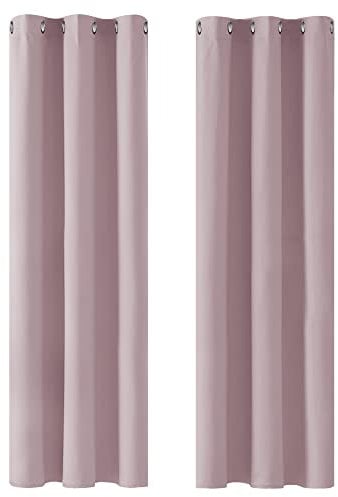 Deconovo Tende Oscuranti per Interni 2 Pezzi 229 CM Altezza, Termiche Isolanti, Anti-Rumore, con Anelli, Ideali per Camera da Letto e Soggiorno, 107x229 CM, Rosa Chiaro