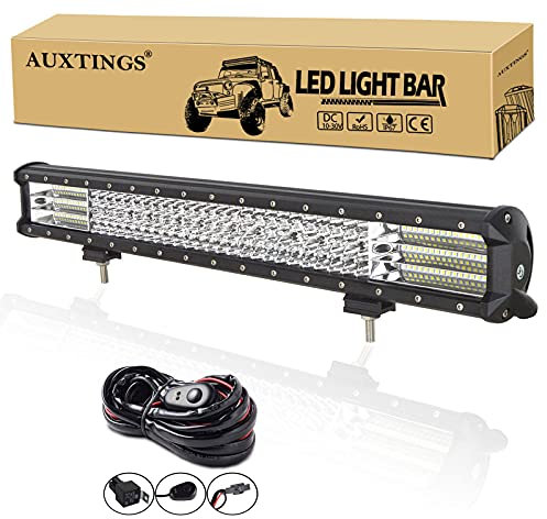 AUXTINGS 23 pulgadas 570W LED Light Bar 4 Fila inundación del punto del haz Combo para Unisex-adulto 22 pulgadas arnés + cableado 4 fila