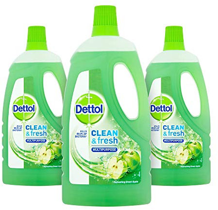 Dettol Power and Fresh Multi Purpose Cleaner 1 Litre, Refreshing Green Apple, Pack of 3