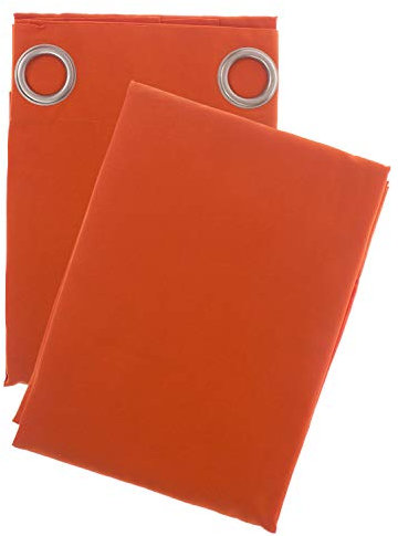 Meradiso Vorhangschal Set 2 Stück Blickdicht Vorhang Gardine 135 x 265 cm Orange