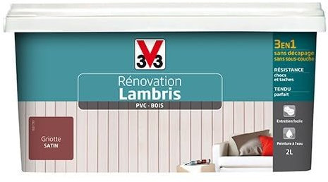 V33 Rénovation Lambris (PVC-Bois) Satin Griotte 2 L