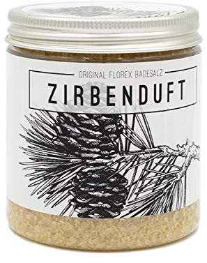 Badesalz Zirbe, 300g, von Florex, mit Spruch Zirbenduft