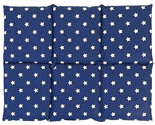 Giraffenland Körnerkissen groß 40x30cm 6-Kammer, Sterne-blau - Körner Wärmekissen für Mikrowelle und Backofen - Kissen 30x40, Sterne-blau, Weizen