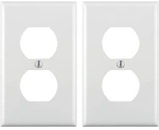 RiteAV Placa de pared de salida dúplex, cubierta de salida de receptáculo, cubierta de enchufe eléctrico, tamaño estándar de 1 banda - blanco (paquete de 2)