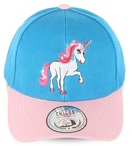 JOHNNY CHICOS NY New York süße Unisex Schwester Bruder Kindercap Smile Tiger Adler Prince Kinder Cap Snapback und Mütze ca. 49-58cm Kopfumfang (One Size, Curved-Sky-Pink-UCorn)