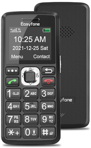 Easyfone T200 4G Mobiltelefon Tastenhandy ohne Vertrag für Senioren und Kinder mit Taschenlampe - FM-Radio - Bluetooth - SOS - Telefon mit großen Tasten (Schwarz)