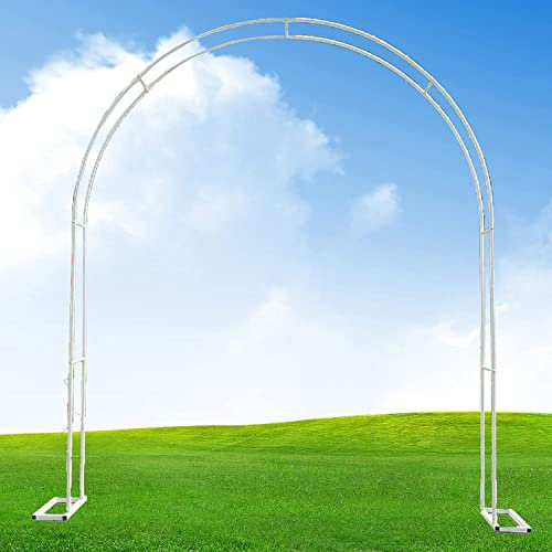 Rosenbogen Rankgitter, Garten Laube Torbogen, Rosenbogen Aus Pulverbeschichtetem Stahl, Durchgangshöhe 220/230cm, Extra Breit 300/350cm, Einfach Zu Montieren,Weiß,W1.4mxH2.3m