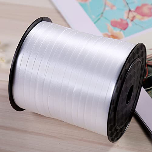 CC wonderland zone Geschenkband Weiß Spule (457m x 5mm) Ringelband,Ballonband Weiss für Bastelprojekte und Geschenke