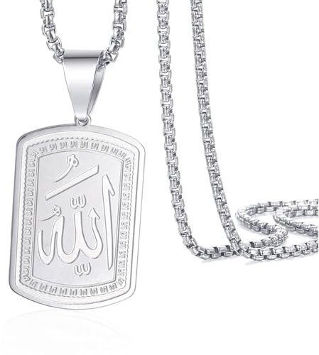 VASSAGO Allah Medaillon Anhänger Halskette islamischen Allah Symbol Halskette Edelstahl islamischen muslimischen religiösen Charme Schmuck Geschenk für Frauen Männer