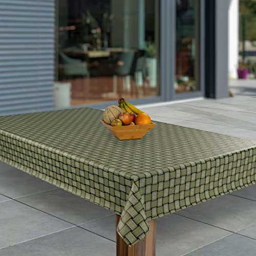 laro Wachstuch-Tischdecke Abwaschbar Garten-Tischdecke Wachstischdecke PVC Plastik-Tischdecken Eckig Meterware Wasserabweisend Abwischbar GAE, Muster:Grün Raster 3D, Größe:110x160
