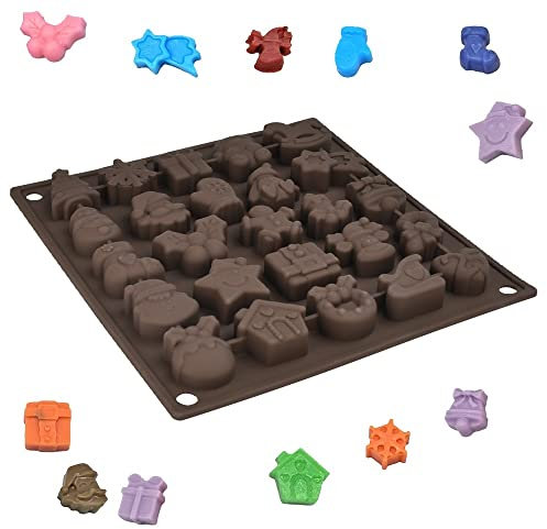 KLYNGTSK Weihnachten Schokolade Form Süßigkeiten Silikonform Weihnachten Silikon Pralinenform Schokolade Backformen Weihnachten Fondant Silikonform für Weihnachten Pralinen Süßigkeit Gelee Schokolade