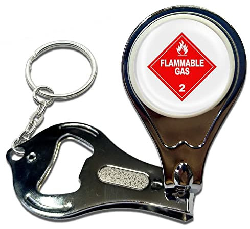 Flammable Gas - Key Ring Bottle Opener and Nail Clipper