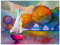wandmotiv24 Deko Wandbild aus Acrylglas, Größe 60x45cm, Querformat, Gemälde Boot auf See, Bäume, Natur, bunt, Kunst, Segel, Bild, Dekoration Wohnung modern, Acryl, Wanddeko Schlafzimmer M0154