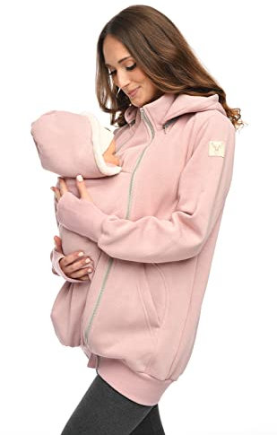 MijaCulture 3in1 Tragejacke Umstandspullover für Tragetuch für Babytrage Kängurujacke 4132 (Rosa, L)