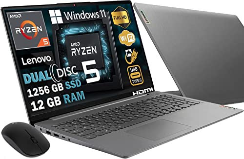 Lenovo Pc Notebook Led 15,6 Full Hd,Amd Ryzen 5 R5-5500U Six Core Fino 4,0 Ghz,Ssd M2 Nvme 1256Gb,Ram 12Gb,Webcam,Hdmi,Lan,Wifi,Open Office,Windows 11 Pro MOUSE OMAGGIO