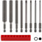 CPROSP 8 brocas hexagonales largas de 100 mm con almacenamiento de puntas, destornillador magnético de 1/4 pulgadas, vástago hexagonal S2 H2,5-H12, llave Allen, color metal