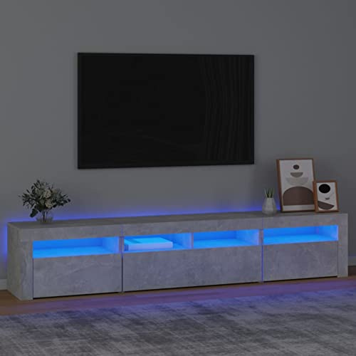 Festnight Mobile Porta TV con Luci LED, Mobiletto TV, Mobile TV Soggiorno, Grigio Cemento 210x35x40 cm