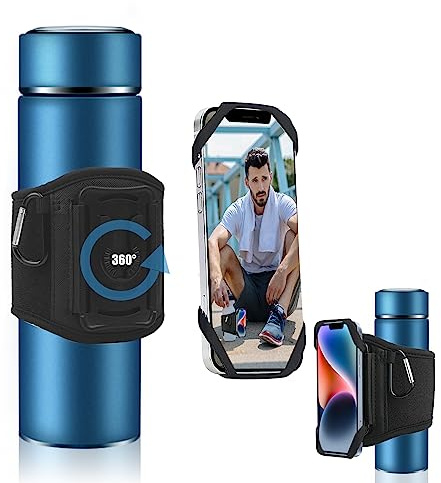 Accessoire pour bouteille d'eau de gym HOMURY, support de téléphone portable à verrouillage intelligent à 360° avec compartiment pour cartes, support de téléphone portable pour bouteille, avec
