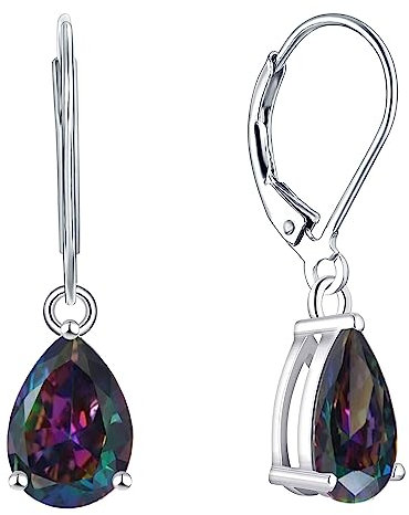 YL Damen Ohrhänger 925 Sterling Silber Regenbogen Schwarz Zirkonia Ohrringe