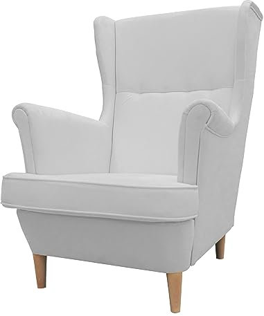 Healancy Biomedical Ohrensessel, moderner Sessel Wohnzimmer, Lesesessel, gemütlicher Relaxsessel Schlafzimmer und bequemer Fernsehsessel, Polstersessel, hellgrau