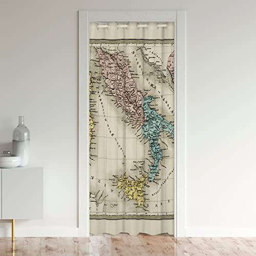 Loussiesd Retro Map Türvorhang 106x203cm Tür Privatsphäre Badezimmer Vintage Adventure Verdunkelung Verdunkelungsvorhang Schrank Vorhang für Innentür Raumteiler