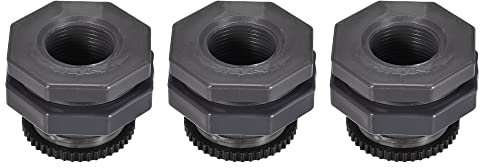 M METERXITY 3 Set PVC Passaparete Raccordo - Passaparete Filettato Acqua Serbatoio Connettore, con Spina Raccordo, Applica a Acquari, Secchielli per Pioggia, (Filettatura G3/4, Grigio)