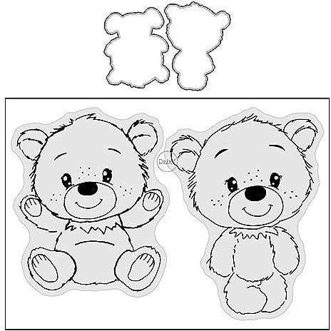 DzIxY Two Little Bears transparente Stempel und Metall-Stanzformen Sets für Kartenherstellung, Scrapbooking, Papier-Set, Zubehör, Dichtungen, Aufbewahrungstaschen