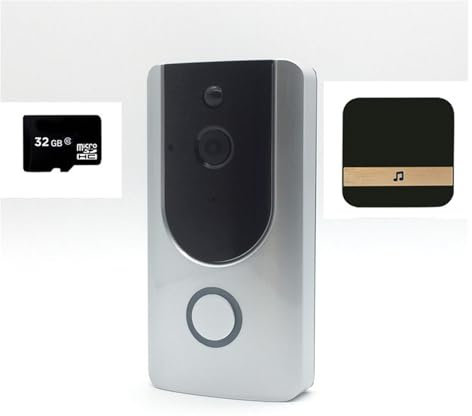 Smart Home WiFi Video Doorbell Wireless 720P HD Ring Doorbell Camera1.0 MP Night Vision Two-way Audio Phone APP Remote PIR Alarm(S Dingdong 32G Card,A/U)