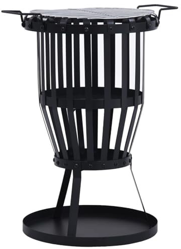 Tidyard Panier de Foyer de Jardin avec Gril de Barbecue Bol à feu Foyer/Grill de Jardin 2 en 1 Acier 47,5 cm