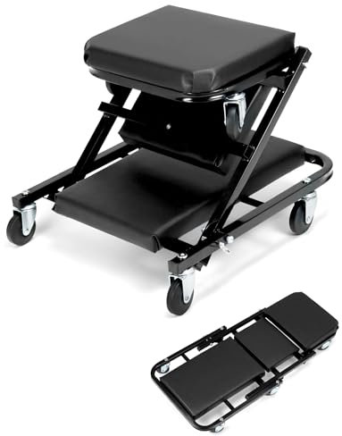 QWORK® KFZ Werkstatt Rollbrett, Rollbrett Werkstatthocker, mit 360° Lenkrollen
