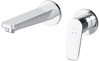 AM.PM Wasserhahn Bad Wandmontage, Badarmatur Unterputz, Wandarmatur aus Messing, Waschtischarmatur, Waschbeckenarmatur Heiß Und Kalt Wasserhahn, Bad Armatur X-Joy FXA72600, Chrom