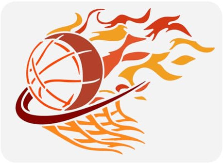 FINGERINSPIRE Basketball Malschablone 21x29.7 cm Wiederverwendbare Flammen Basketball Muster Zeichnungsvorlage Basketballsortiment Themenschablone Zum Malen Auf Holzwänden Stoffmöbeln