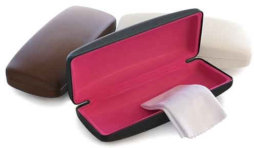 Edison & King 3er Pack Stabile Brillenetuis inkl. Mikrofaserbrillenputztücher