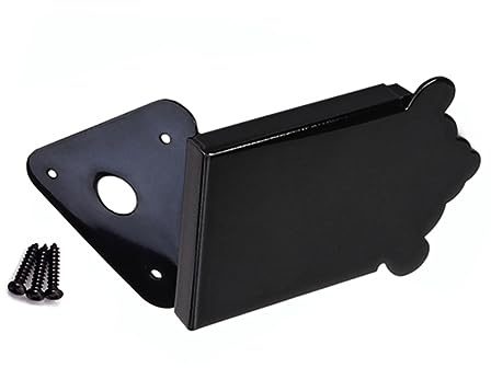 TOYANDONA Black Metal Triangle Mandolin Tailpiece Sturdy Replacement Part with Screws, Removable Coverplate, Improves Volume and Sustain for Guitar Mandolin