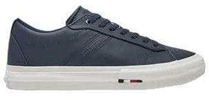 Tommy Hilfiger Herren Sneaker Low aus Leder, Blau (Desert Sky), 44
