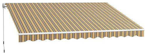 Outsunny Toldo Manual Retráctil 350x250 cm Toldo para Balcón con Manivela de Metal Impermeable y Anti-UV Toldo Enrollable de Exterior para Jardín Terraza Ventanas Gris y Amarillo
