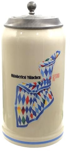 Steinfixx® - Boccale originale per Oktoberfest 1993 con coperchio in stagno e certificato I brocca annuale I Wiesnkrug I brocca da collezione