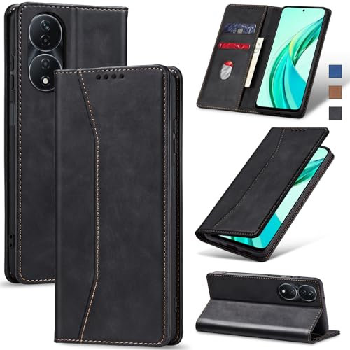 Jasonyu Coque pour Honor 90 Smart/X7B,Housse Etui en Cuir PU Portefeuille [Antichoc] [Magnétique] [Porte Cartes] [Stand Fonction] Flip Coque (Noir)