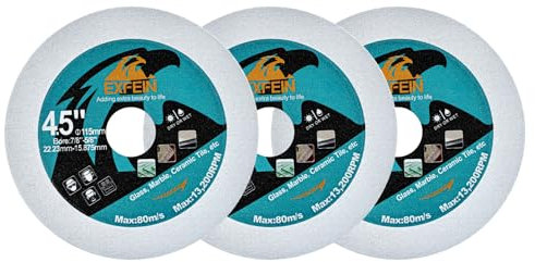 EXFEIN Lot de 3 disques de coupe diamant ultra-fins de 115 mm pour verre, jade, bouteilles de vin, carrelage, céramique, marbre