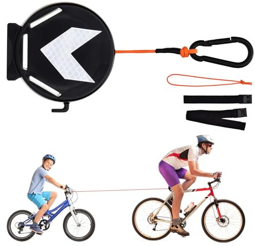 Abschleppseil Fahrrad Kinder, 2M Einziehbare Fahrrad Traktionsseil, Passt für alle Lenker, 264 lbs Tragkraft, Zubehör, Abschleppsystem für Kinderfahrräder, E-Bikes, Kinder MTB Bike