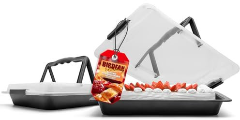 BigDean 2 Stück Backbleche mit Deckel 3 in 1 Kuchen Transportboxen ideal zum Backen, Aufbewahren & Transportieren