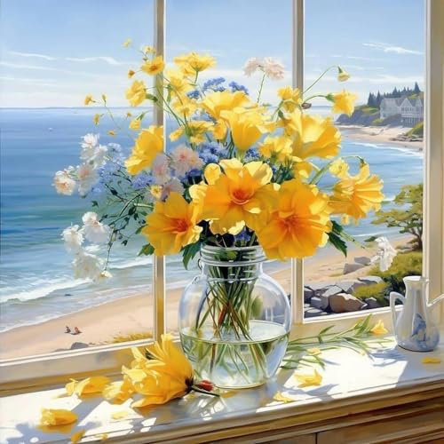 CICISTORY Peinture par Numéros pour Adulte - Kit DIY sur Toile Mer Acrylique Aquarelle 40x50cm sans Cadre