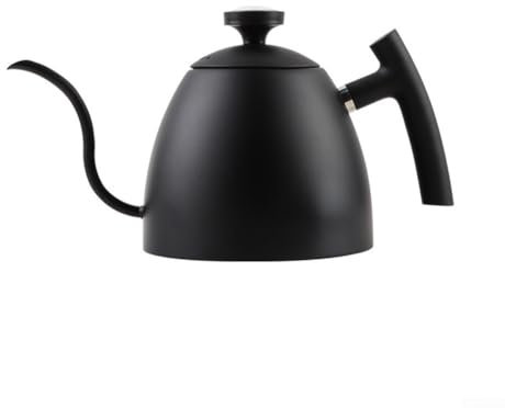 Handgebrühte Kaffeekanne, 304 Edelstahl, handgebrühte Kaffeekanne, Schwanenhals, schlanke Öffnung, 27 x 14,5 x 16 cm, schwarze Thermometer-Teekanne