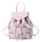 NICOLE & DORIS Mini Rucksack Damen Blumen Rucksack Damen Klein Elegant Cityrucksack Daypack PU Leder Rucksäcke Süß Mädchen Anti Diebstahl Rucksack mit Klappe Rosa