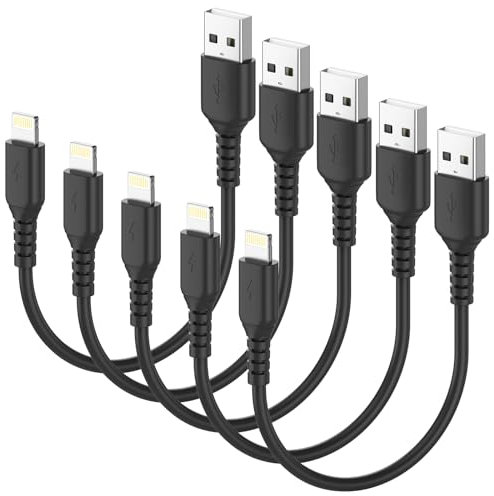 Acecene Short USB to Lightning Cable, [5Pack, 30cm] MFi Certified iPhone Charger Cable Fast Charging Lead with Data Transfer Compatible for iPhone 14 13 12 11 Pro Max SE X 8 7 6 Plus - Black